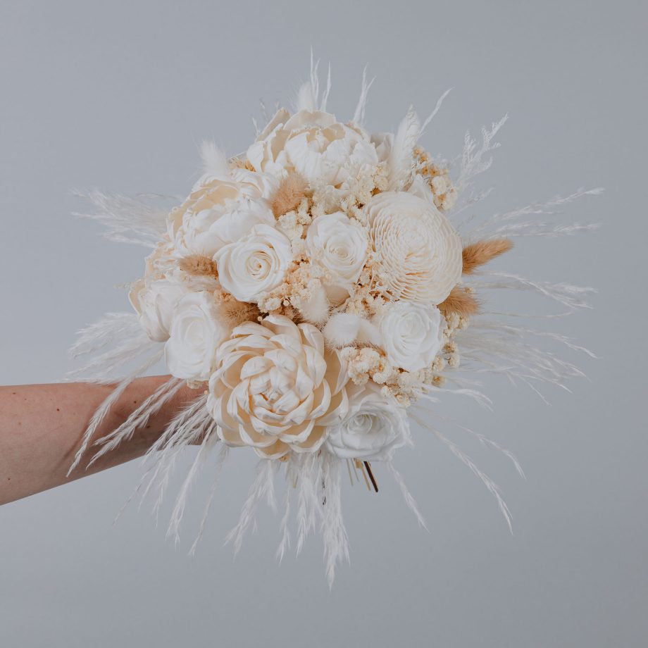 Ivory Sola Wood Flower and Preserved Roses Bouquet