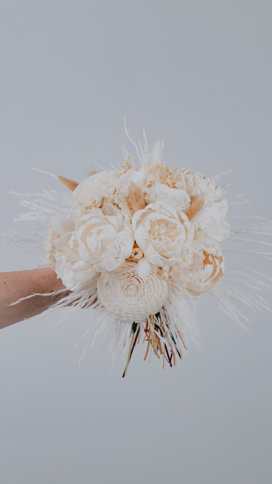 Ivory Sola Wood Flower and Preserved Roses Bouquet