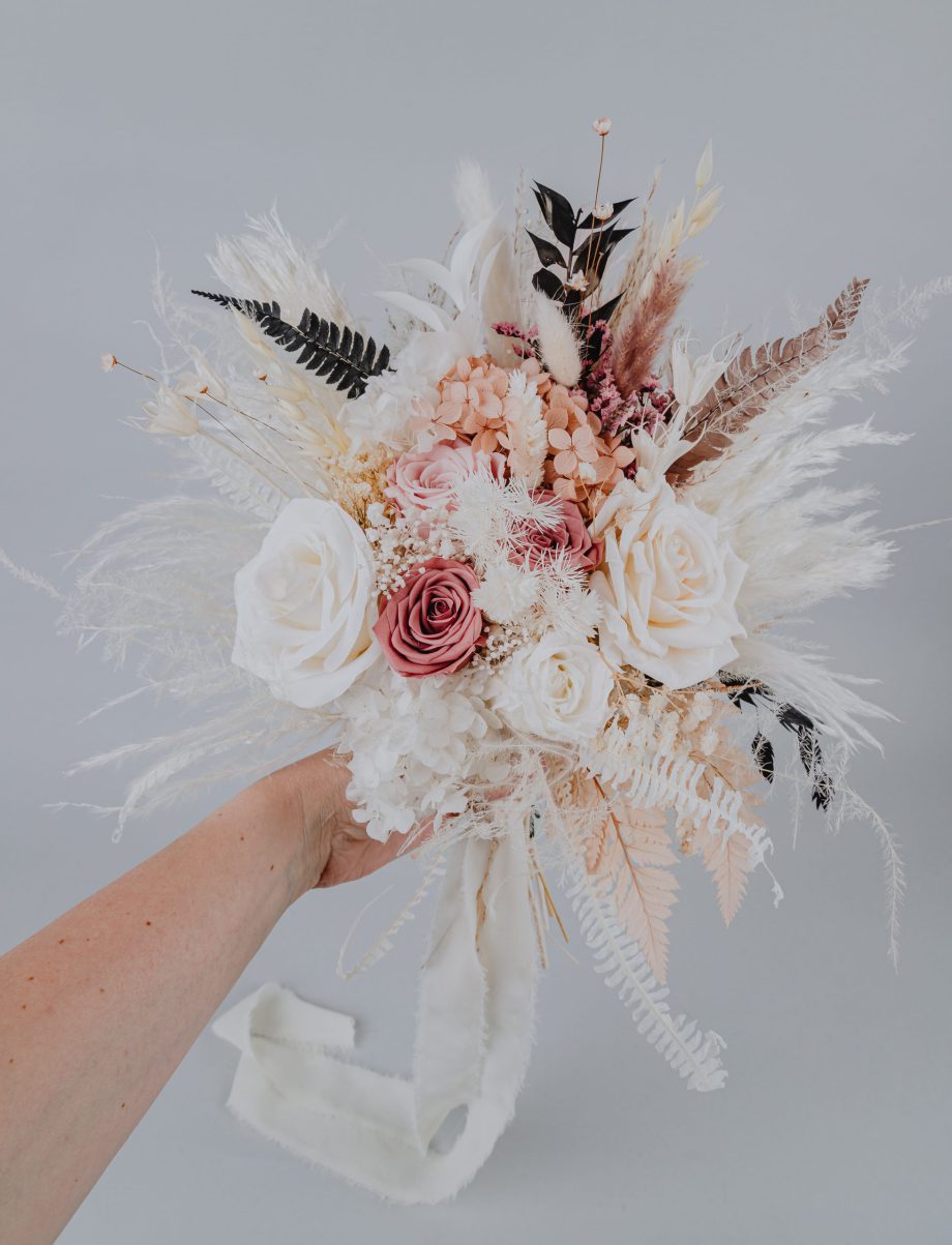 Mauve Ivory Beige White Bridal Bouquet