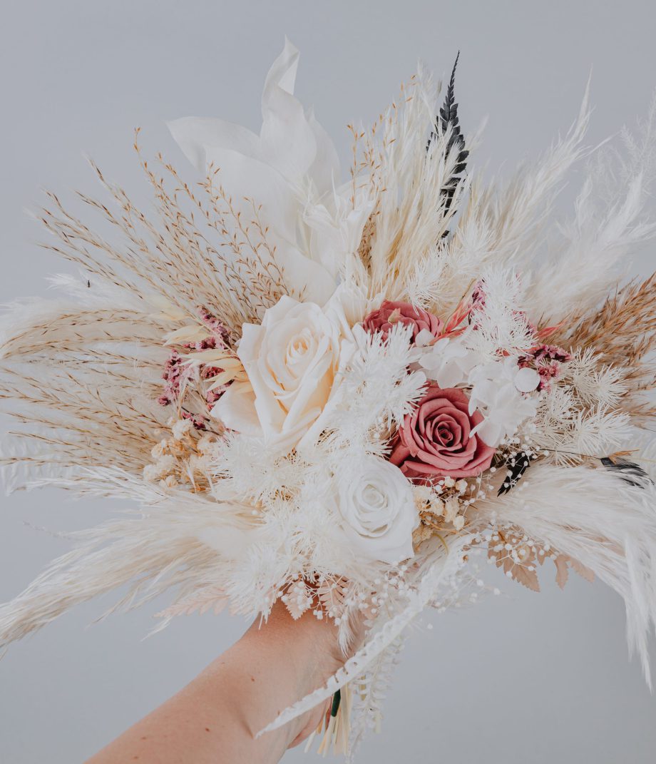 Mauve Ivory Beige White Bridal Bouquet