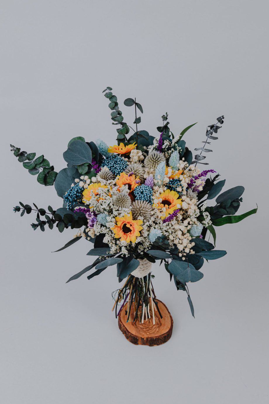 Sunflower and Eucalyptus Preserved Flower Bouquet/