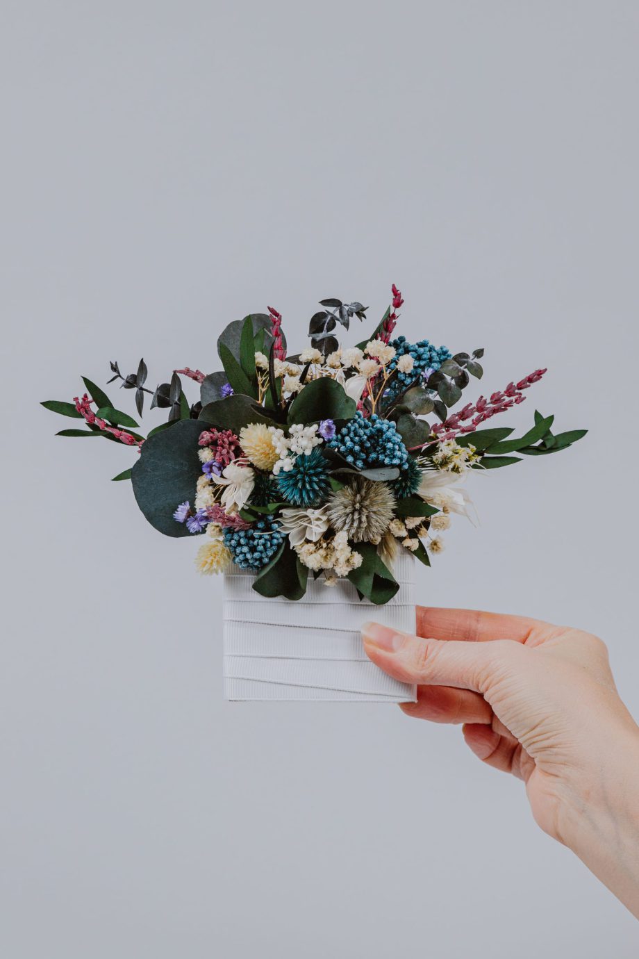 Blue Teal Thistles Dried Pocket Boutonniere