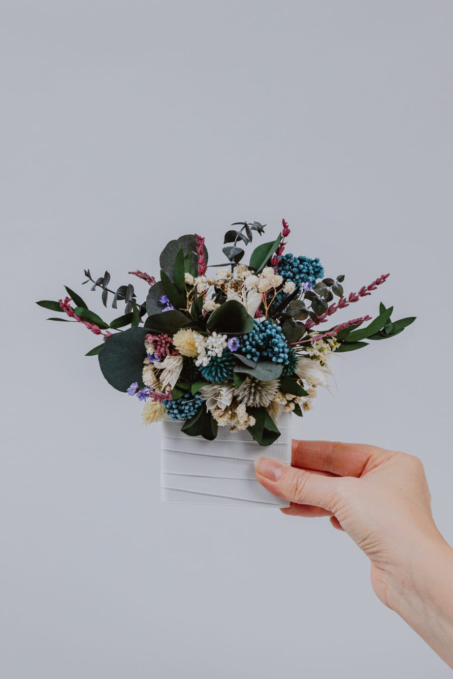 Blue Teal Thistles Dried Pocket Boutonniere