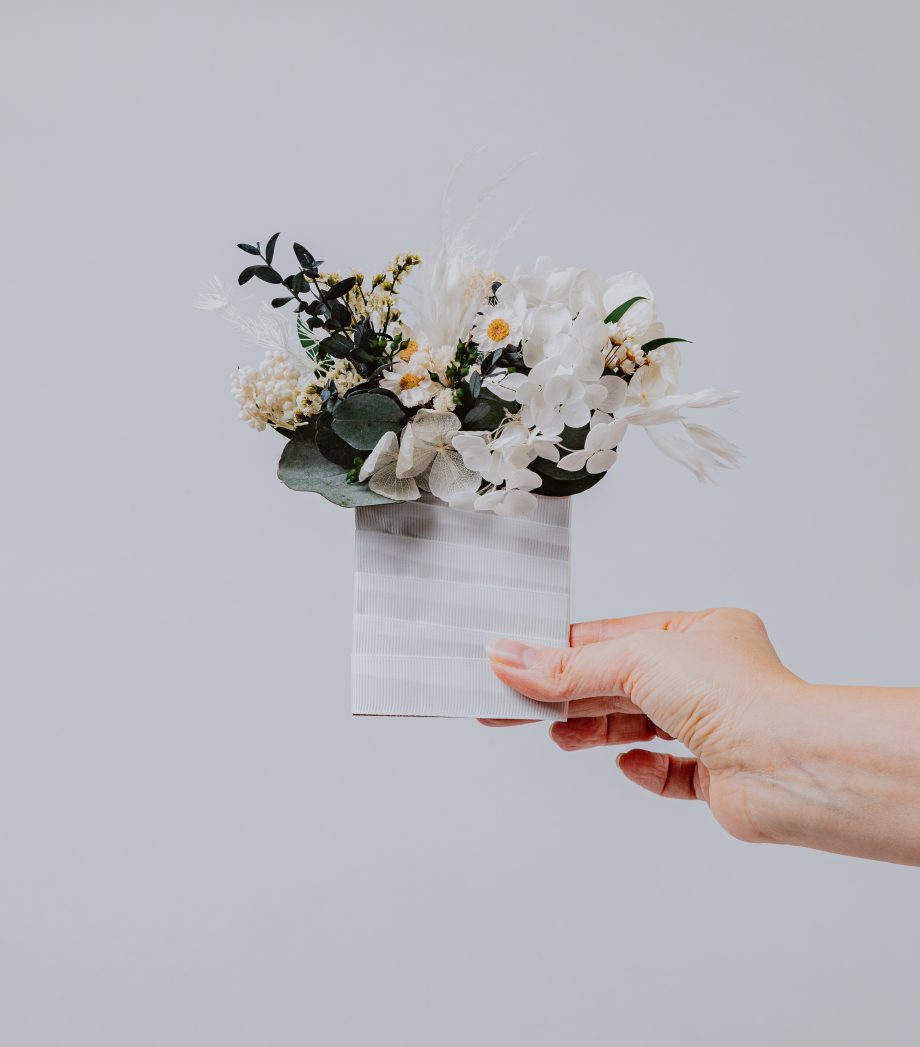 Eucalyptus and daisies pocket boutonniere