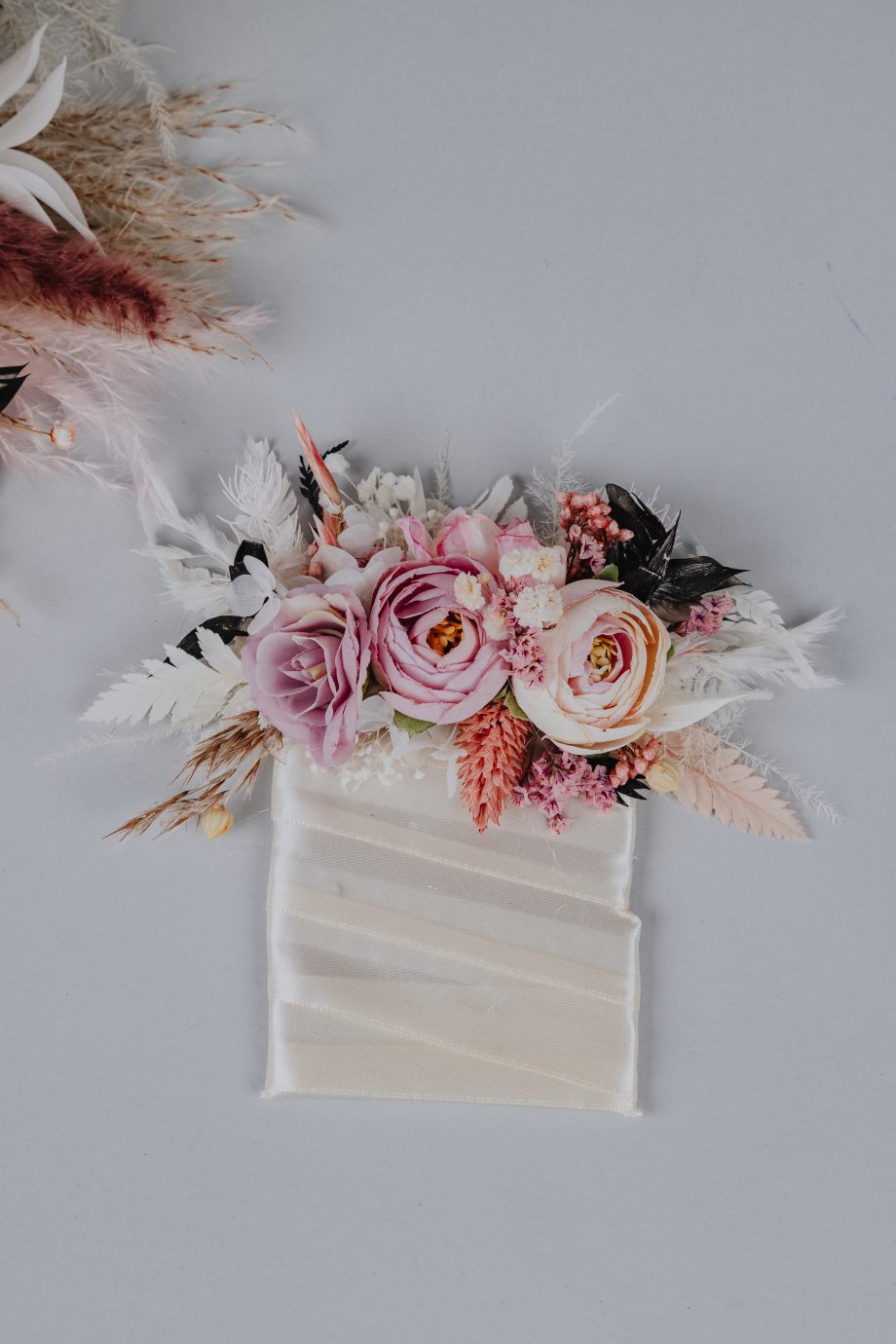 Blush Pink and Ivory Pocket Boutonniere