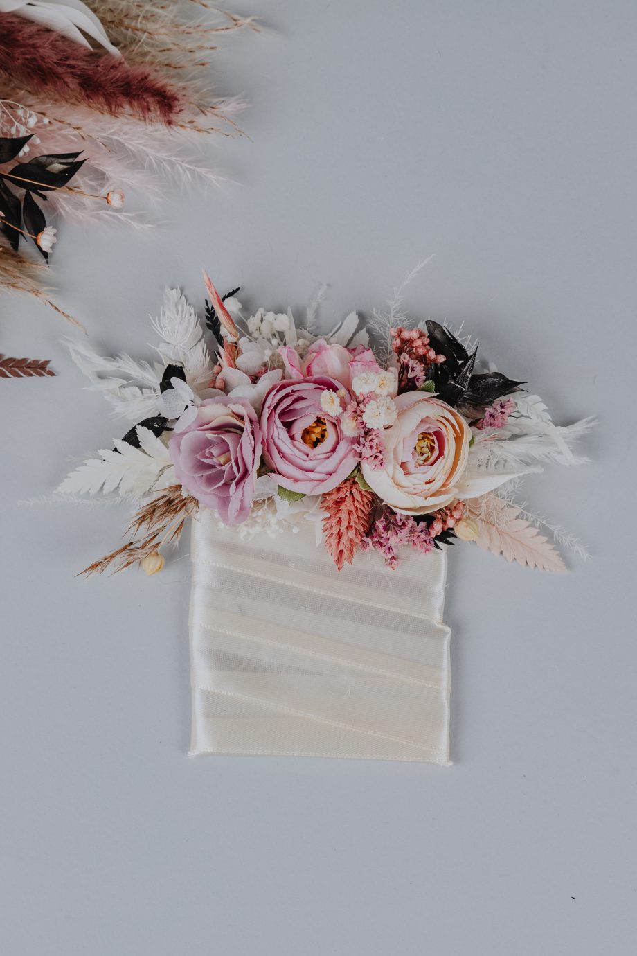 Blush Pink and Ivory Pocket Boutonniere