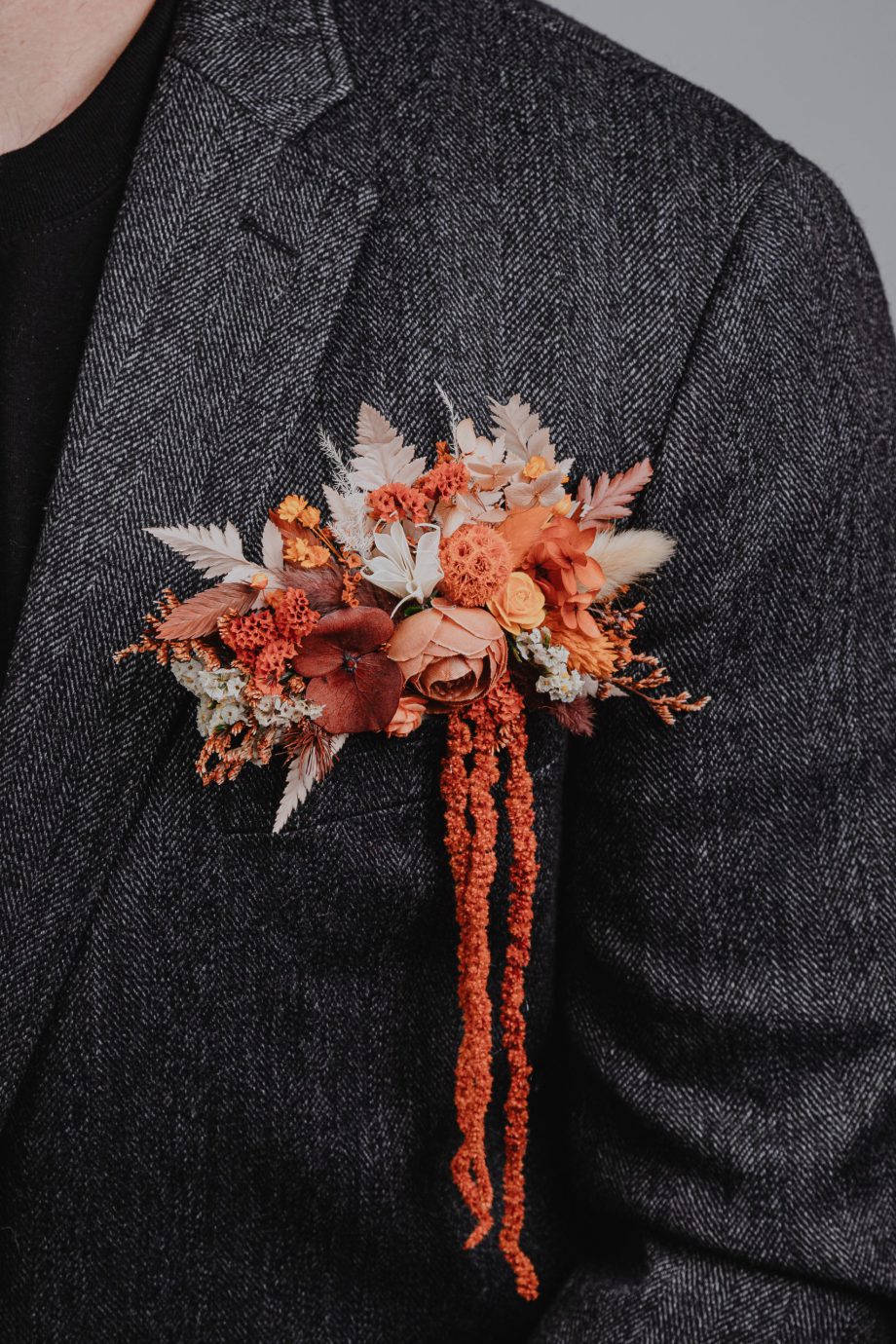 Burnt Orange Terracotta Amaranth pocket boutonniere
