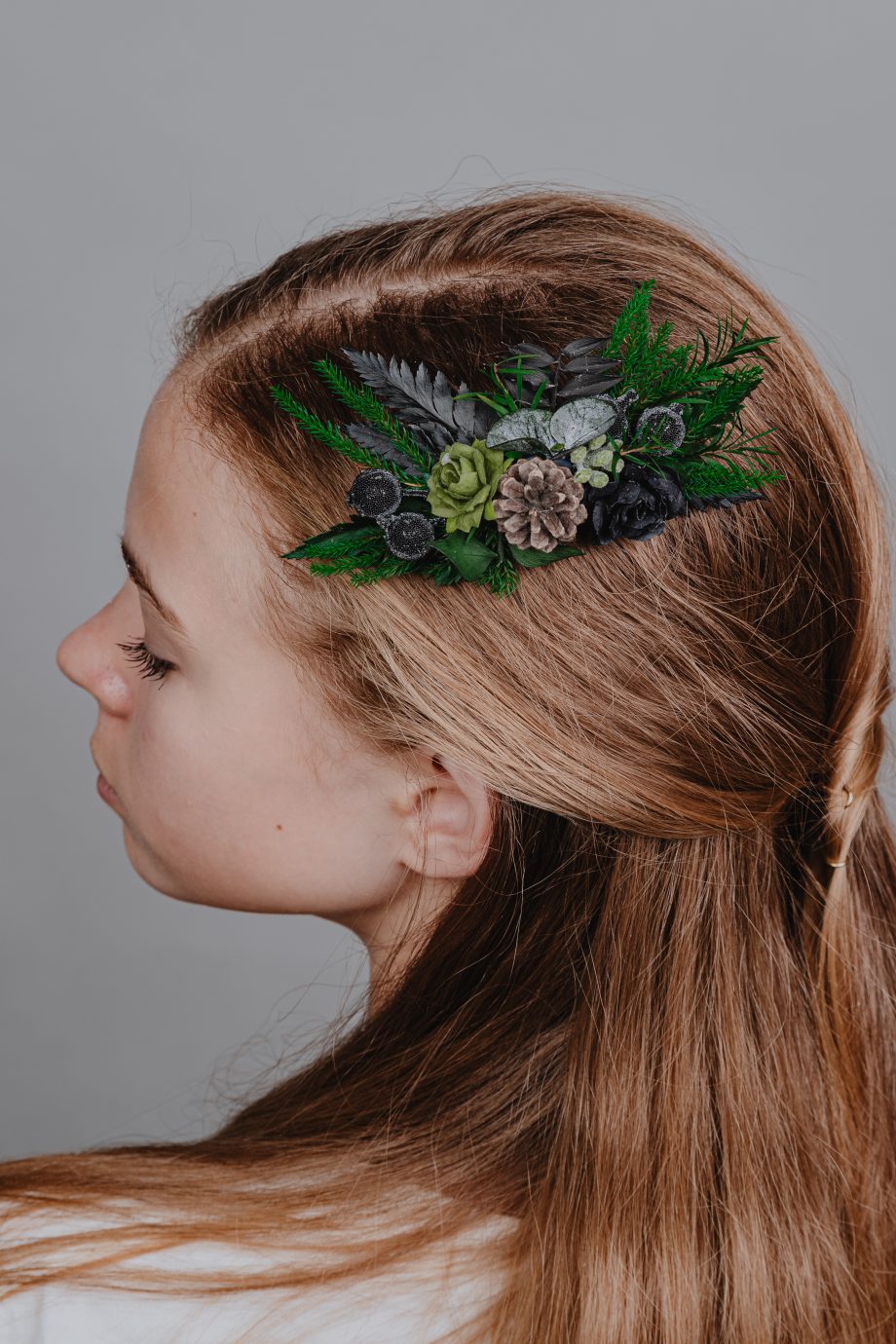Forest Green and Black Hair Comb