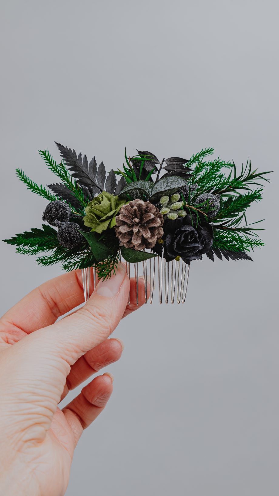 Forest Green and Black Hair Comb