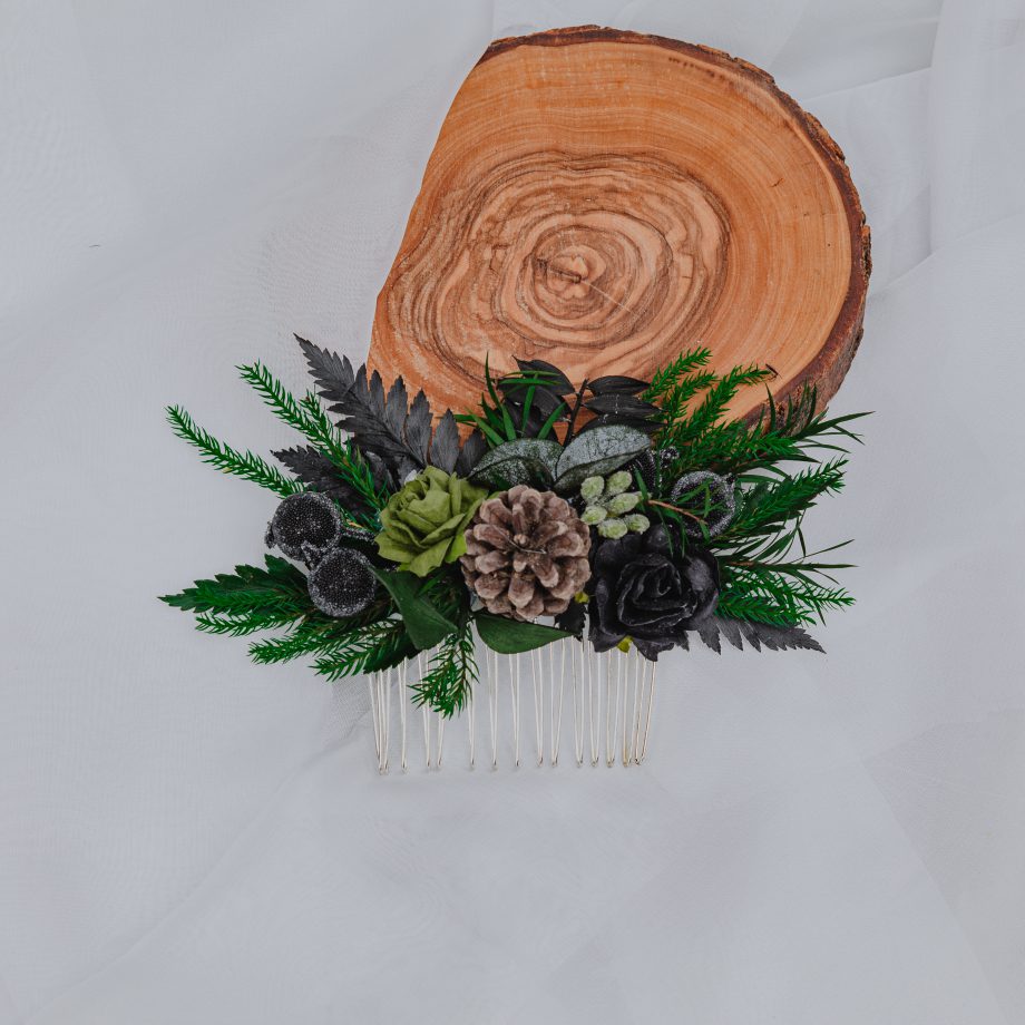 Forest Green and Black Hair Comb