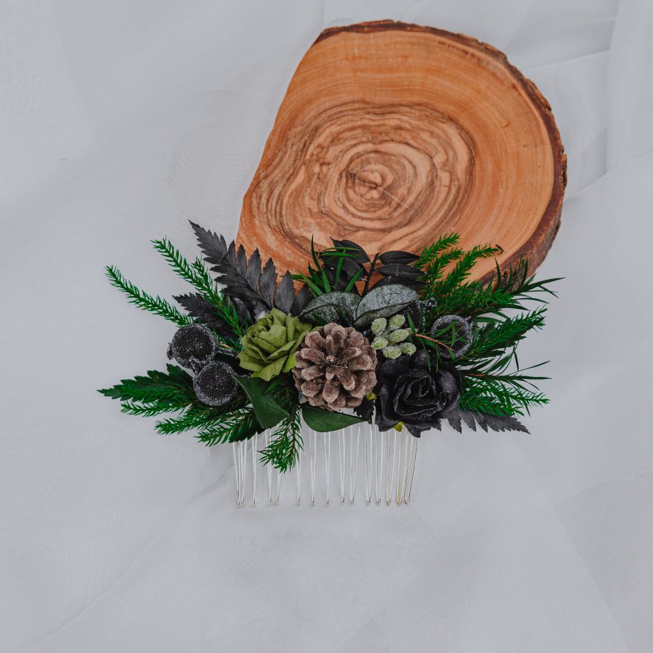 Forest Green and Black Hair Comb