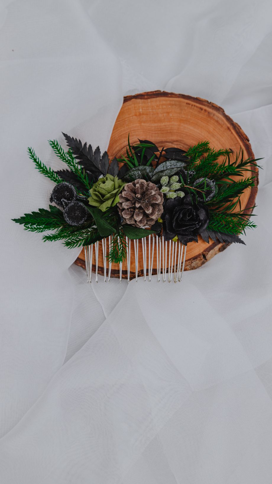 Forest Green and Black Hair Comb