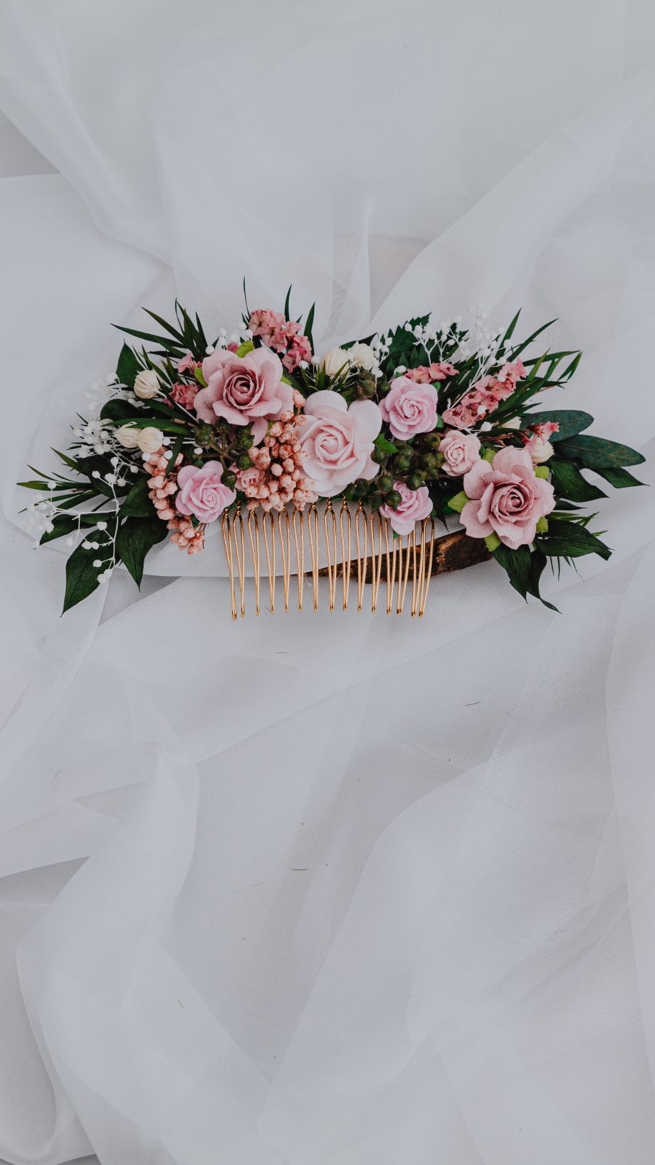 Blush Pink Floral Hair Comb