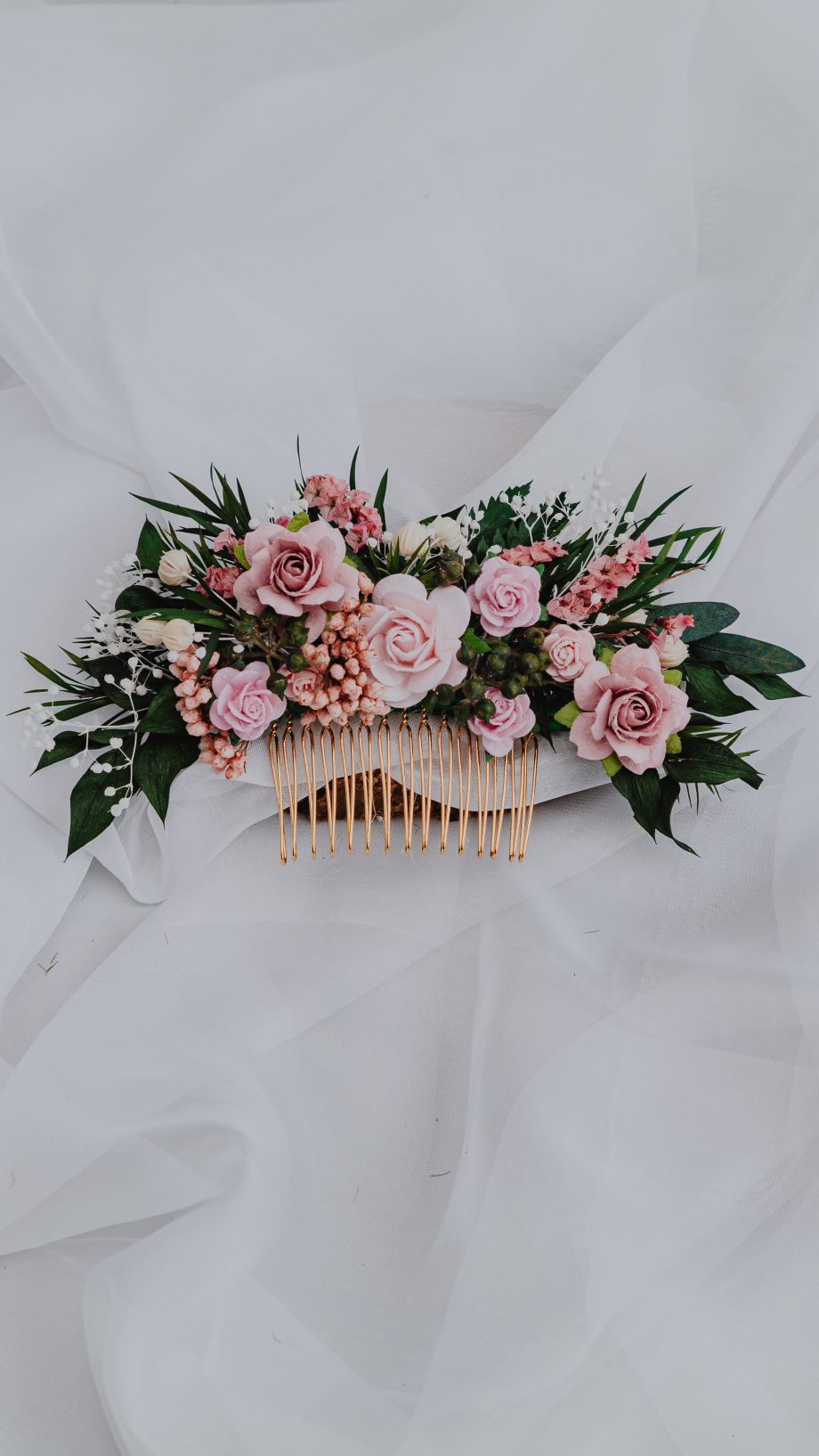 Blush Pink Floral Hair Comb