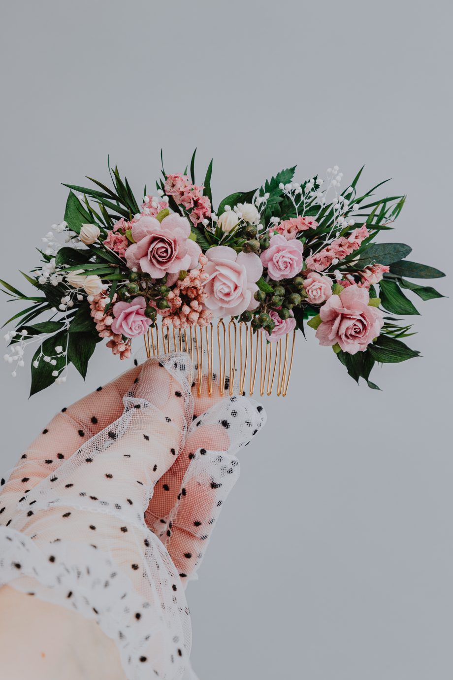 Blush Pink Floral Hair Comb