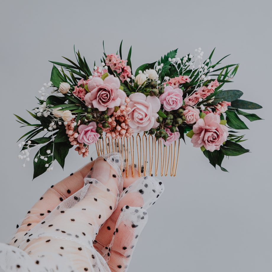 Blush Pink Floral Hair Comb